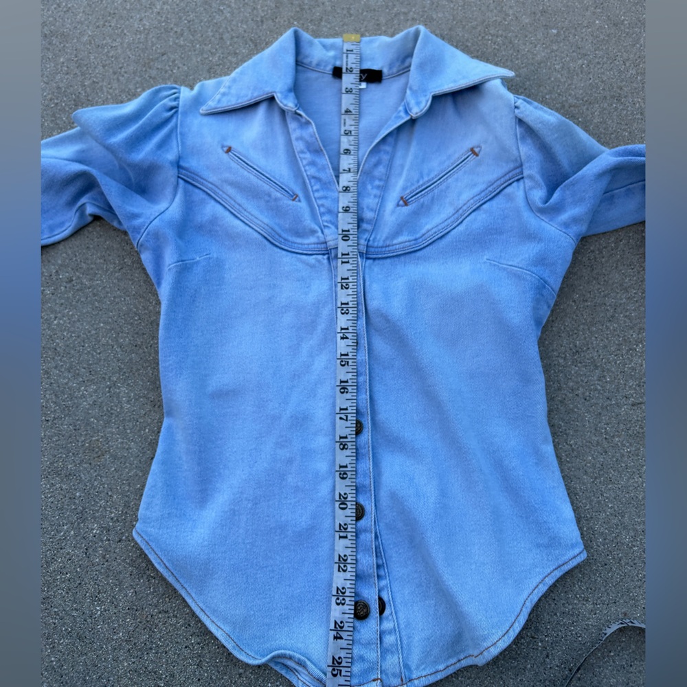 Sky Light Blue Denim Jacket Women Size 4 - Picture 8 of 9